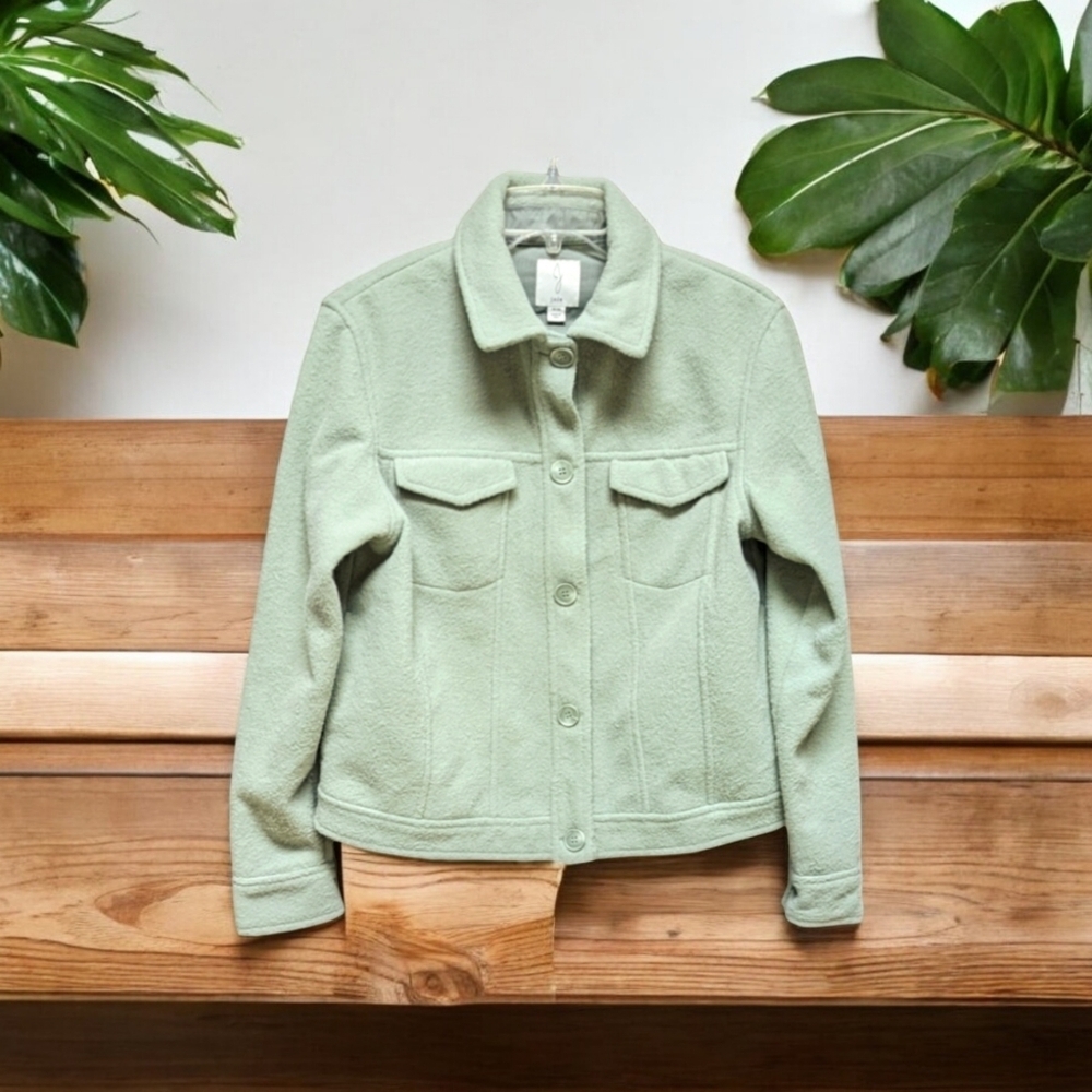 Anthropologie Joie Green Flannel Jacket Shacket Size Medium
